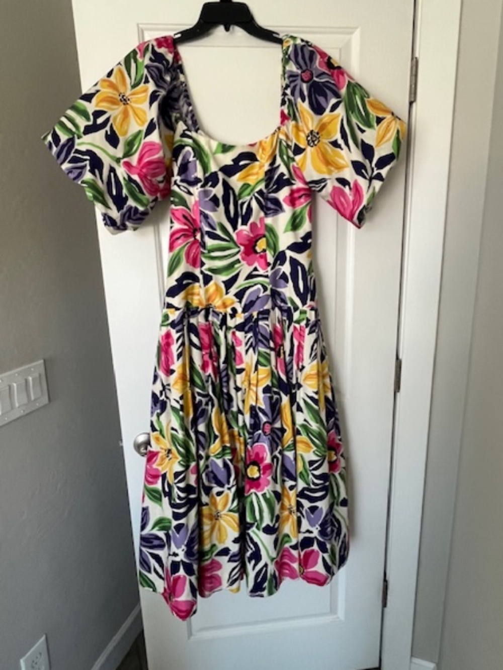 80s Victor Costa for Saks Fifth Avenue Floral Drop Waist Maxi Dress Sz M/L Party - Picture 2 of 13